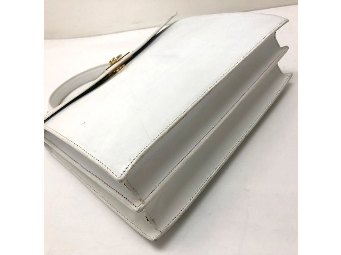 Céline Celine Vintage Weißer Lederhandtasche - Ansicht 12