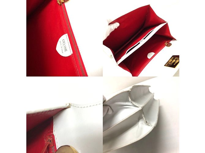 Céline Celine Vintage Weißer Lederhandtasche - Ansicht 13