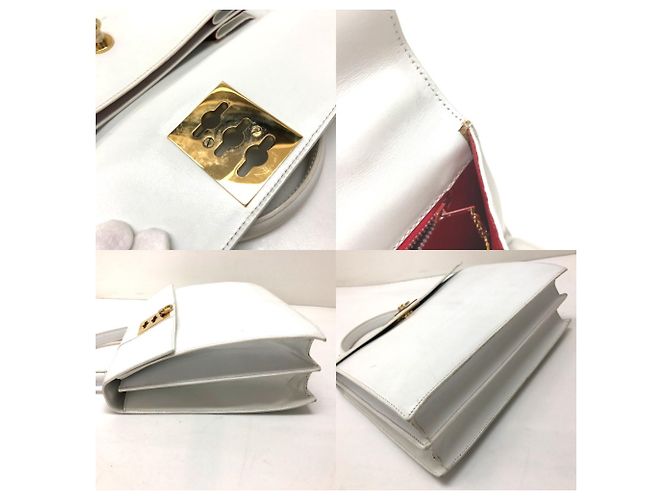 Céline Celine Vintage Weißer Lederhandtasche - Ansicht 14