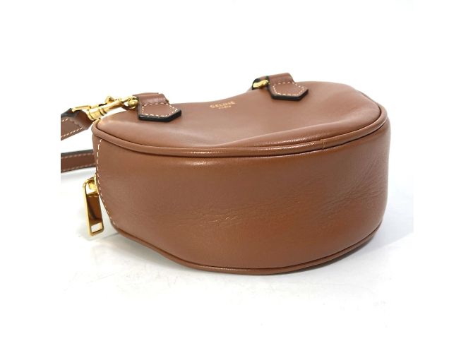 Céline Borsa a spalla in pelle marrone Celine - vista 6