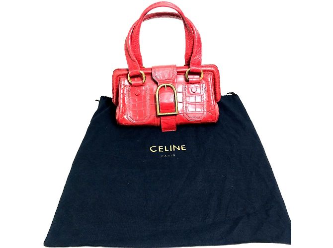 Céline Borsa in pelle rossa Celine Rosso - vista 16