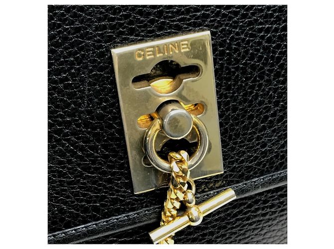 Céline Celine Vintage schwarze Lederhandtasche - Ansicht 8