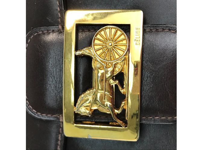 Céline Bolso de hombro de cuero marrón vintage Celine Castaño - vista 6