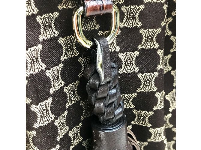 Céline Borsa a spalla in pelle marrone Celine - vista 12