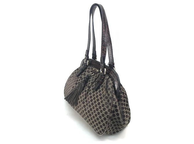 Céline Borsa a spalla in pelle marrone Celine - vista 3