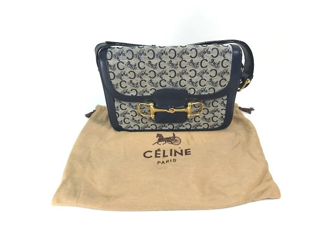 Céline Celine Vintage Schultertasche Marineblau - Ansicht 13
