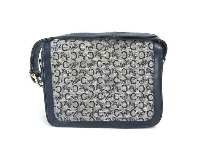 Céline Celine Vintage Schultertasche Marineblau - Ansicht 2