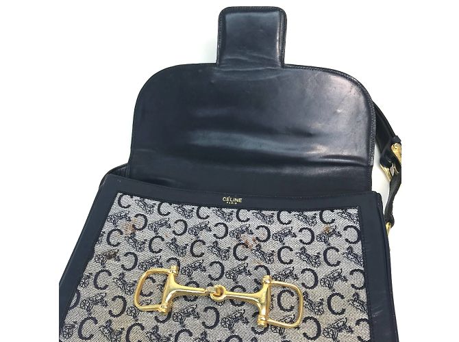 Céline Celine Vintage Schultertasche Marineblau - Ansicht 7