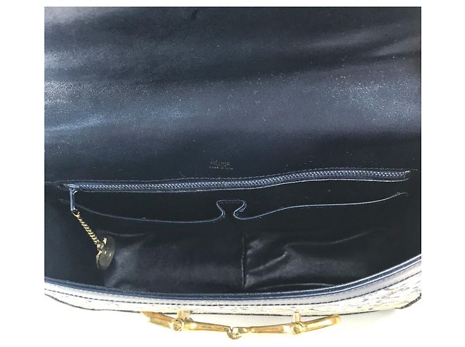 Céline Celine Vintage Schultertasche Marineblau - Ansicht 8