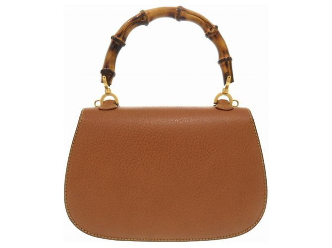 Borsa in pelle Gucci Bamboo Marrone - vista 3