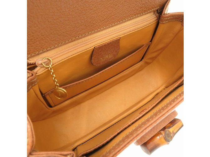 Borsa in pelle Gucci Bamboo Marrone - vista 6