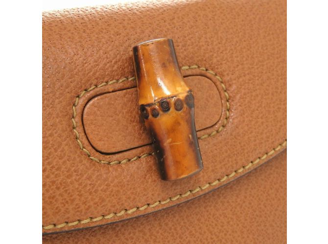 Borsa in pelle Gucci Bamboo Marrone - vista 9