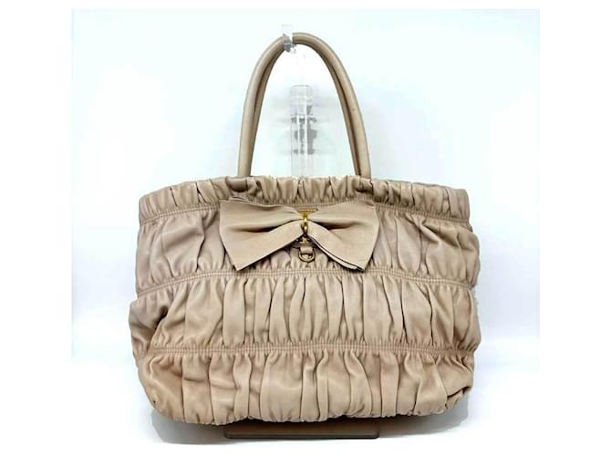 Ribbon Borsa Prada in pelle nappa beige - vista 2