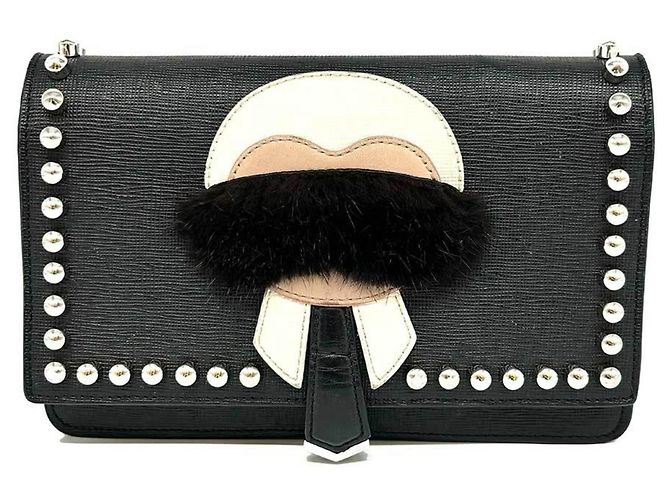 Portafoglio a catena Fendi Carlito in pelle nera Nero - vista 2