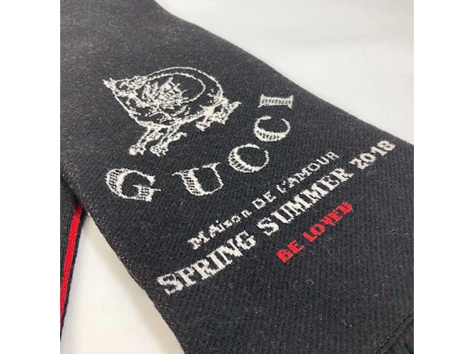 Sciarpa con frange e logo Gucci BE LOVED Nero - vista 3
