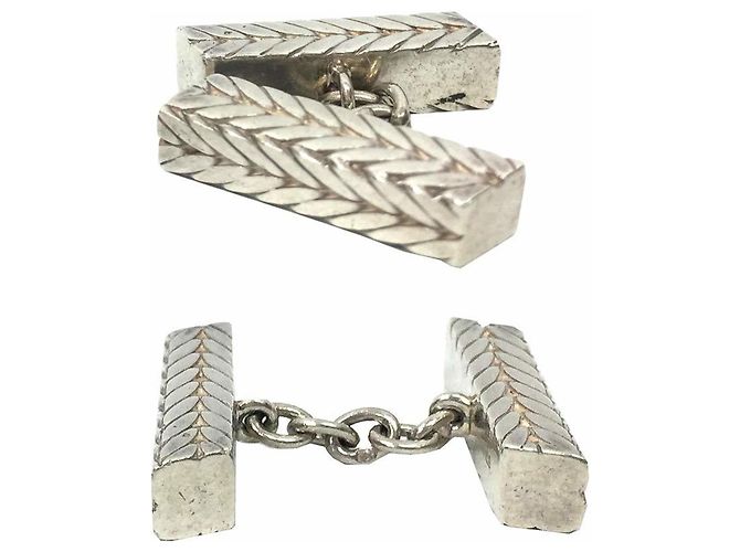 Hermès Hermes Silver Brass Cufflinks for Men Silvery - view 3