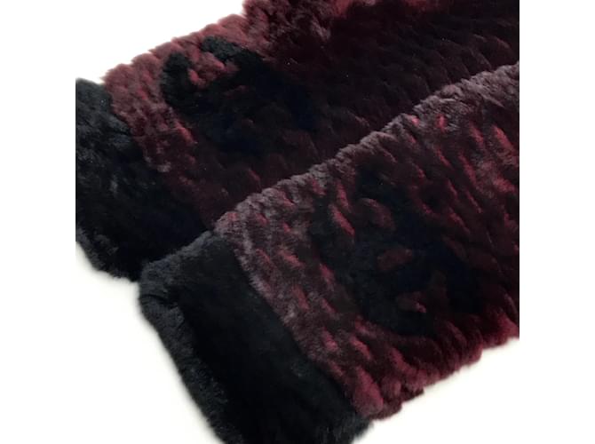 Sciarpa Chanel CC Mark in Rosso Bordeaux e Nero - vista 6