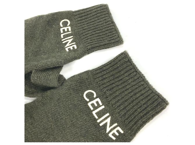 Céline Wollhandschuhe Khaki Weiß - Ansicht 2