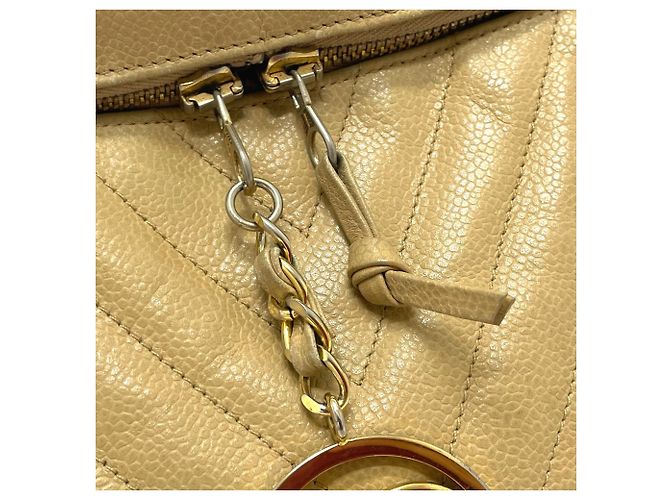 Bolsa de ombro Chanel CC Coco Charm Bege - vista 8