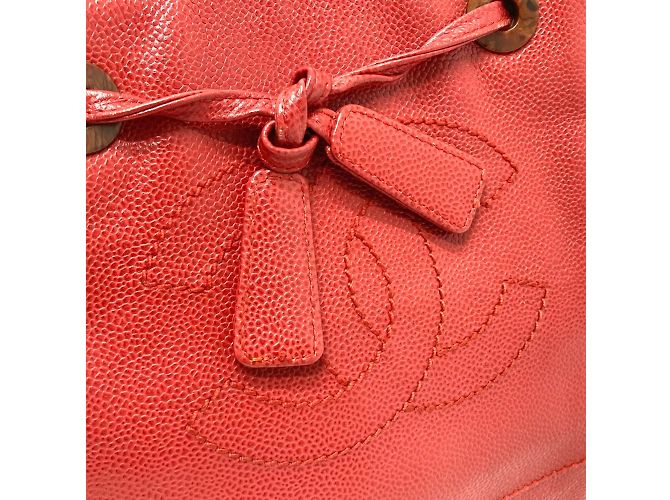 Chanel Vintage Rote Leder Tragetasche - Ansicht 3