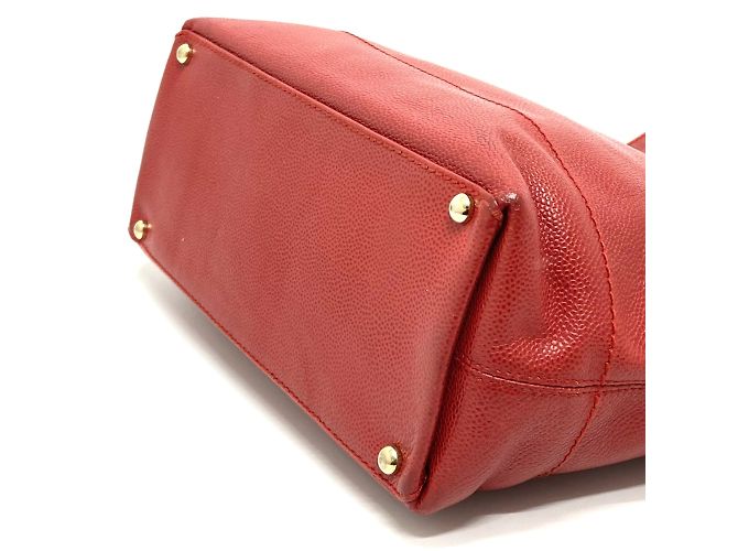 Chanel Vintage Rote Leder Tragetasche - Ansicht 4