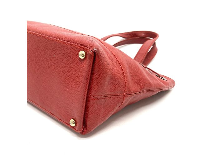 Chanel Vintage Rote Leder Tragetasche - Ansicht 5