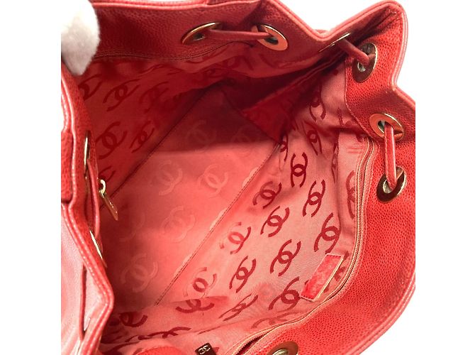 Chanel Vintage Rote Leder Tragetasche - Ansicht 6