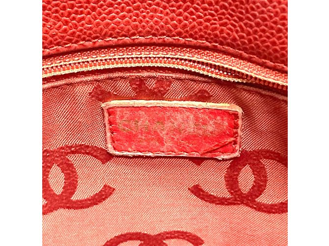 Chanel Vintage Rote Leder Tragetasche - Ansicht 7