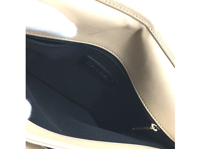 Borsa a spalla in pelle beige Chanel - vista 10