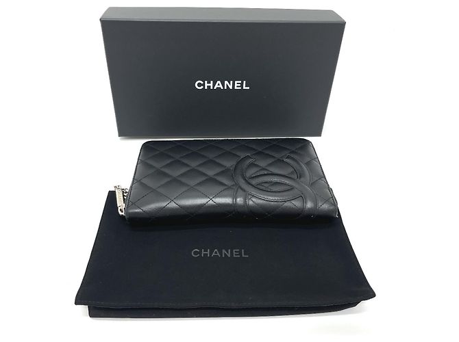 Cartera larga con cremallera de la línea Cambon A26710 de Chanel Negro - vista 12