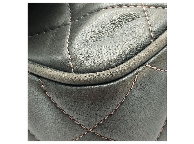 Borsa a spalla in pelle grigia Chanel Marrone - vista 9
