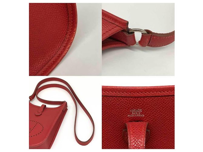 Hermès Borsa a spalla Pochette in pelle rossa Hermes Evelyn TPM Rosso - vista 6