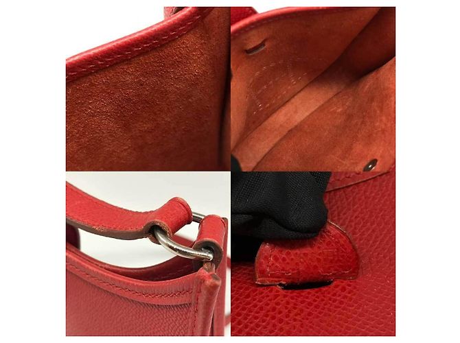 Hermès Borsa a spalla Pochette in pelle rossa Hermes Evelyn TPM Rosso - vista 7