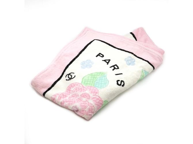 Serviette de bain Chanel Camélia Coco Mark Rose Blanc - vue 2