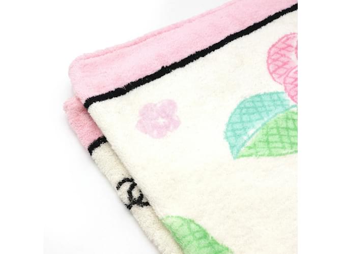 Serviette de bain Chanel Camélia Coco Mark Rose Blanc - vue 4