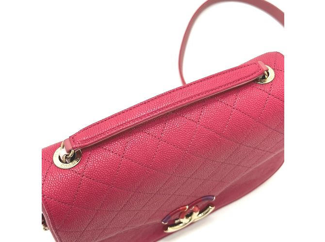 Borsa a spalla in pelle rosa Chanel - vista 9