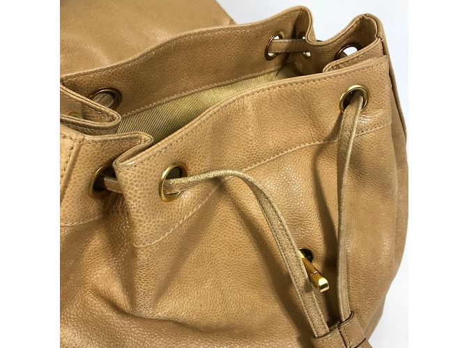 Chanel Vintage Beiger Leder Rucksack - Ansicht 12