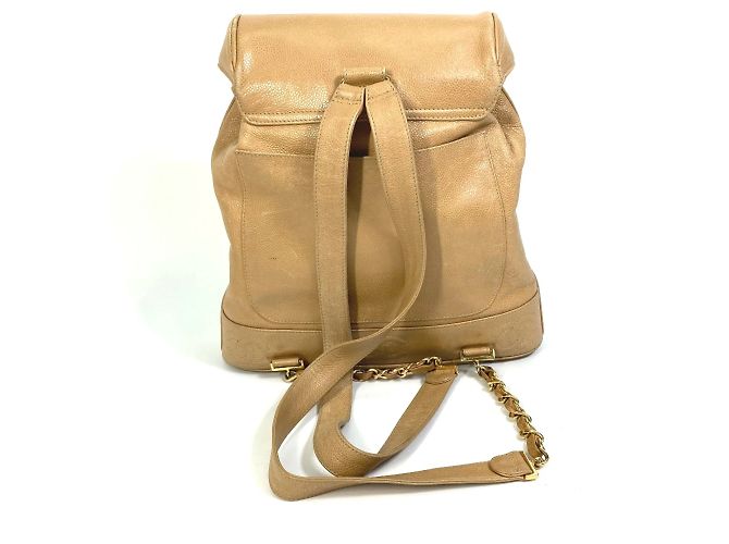 Chanel Vintage Beiger Leder Rucksack - Ansicht 2