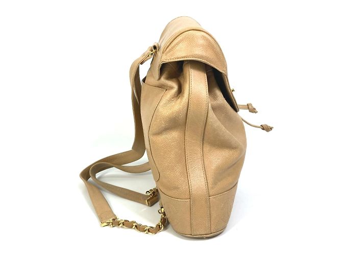 Chanel Vintage Beiger Leder Rucksack - Ansicht 3