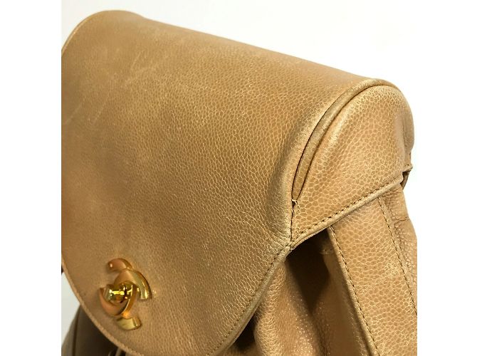 Chanel Vintage Beiger Leder Rucksack - Ansicht 5