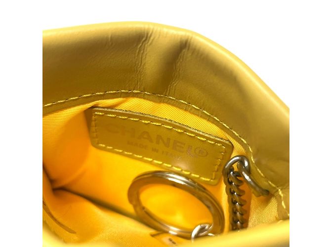 Monedero de cuero amarillo Chanel - vista 8