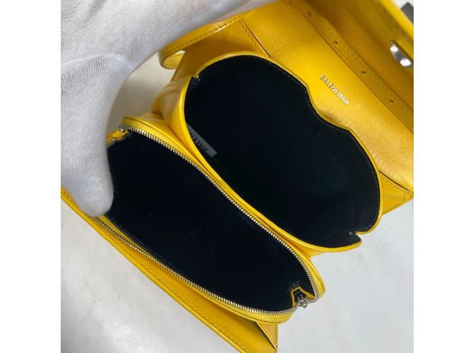 Borsa a spalla in pelle gialla Balenciaga Giallo - vista 10