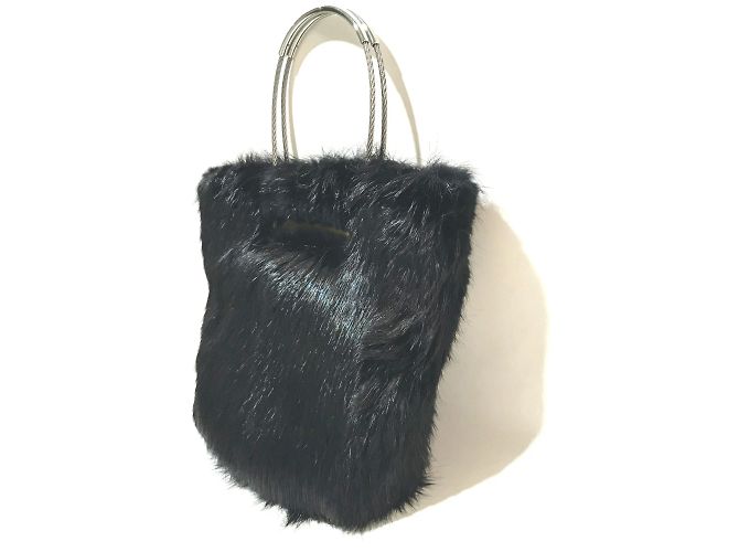 Borsa tote in pelliccia nera con cavo Balenciaga Nero - vista 3