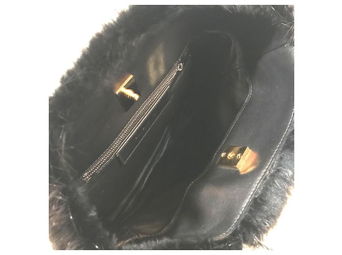 Borsa tote in pelliccia nera con cavo Balenciaga Nero - vista 6