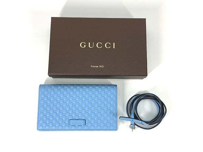 Borsa a spalla Gucci Micro Guccissima blu - vista 16