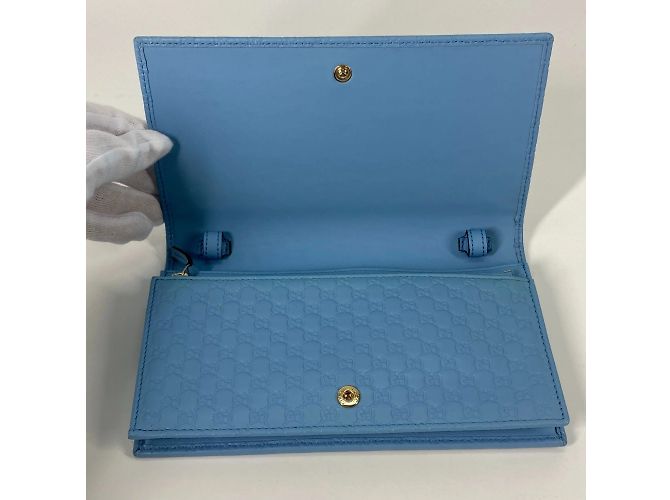 Borsa a spalla Gucci Micro Guccissima blu - vista 9