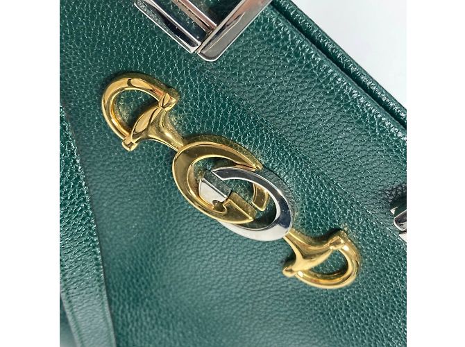 Borsa in pelle verde Gucci - vista 12