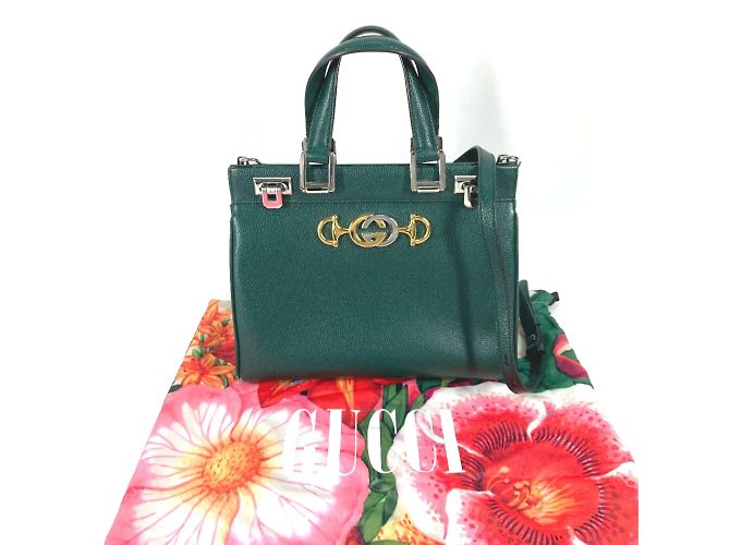 Borsa in pelle verde Gucci - vista 5