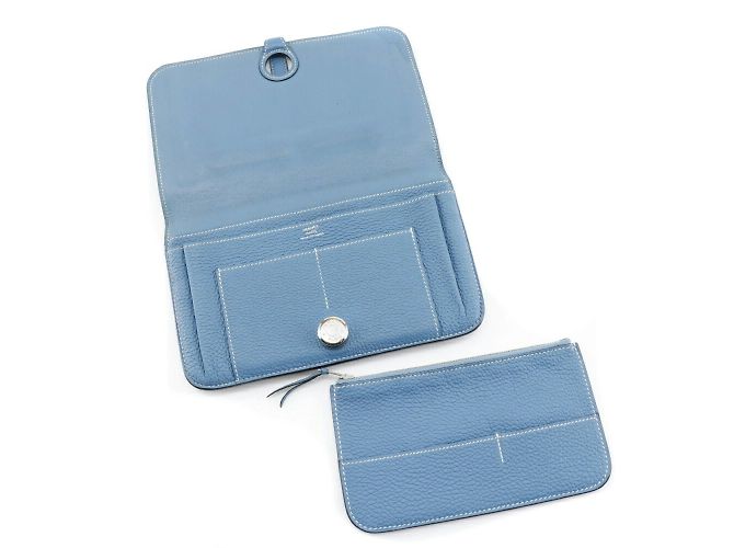 Hermès Hermes Dogon GM Langbörse Blau - Ansicht 6