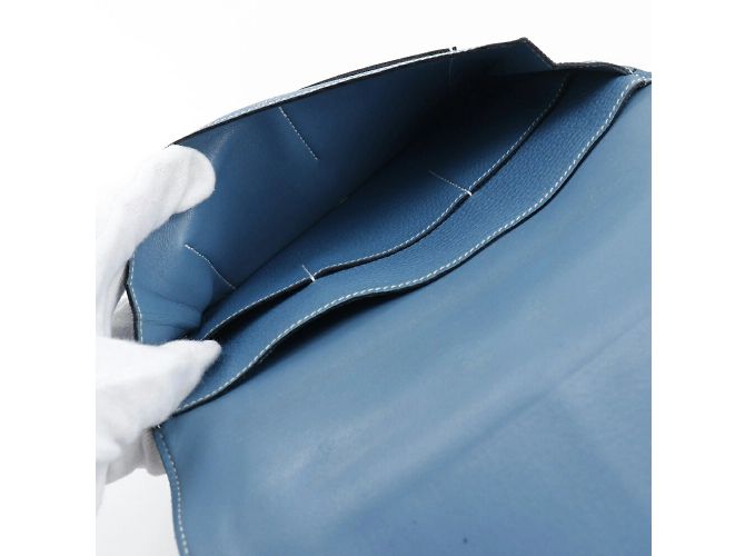 Hermès Hermes Dogon GM Langbörse Blau - Ansicht 7